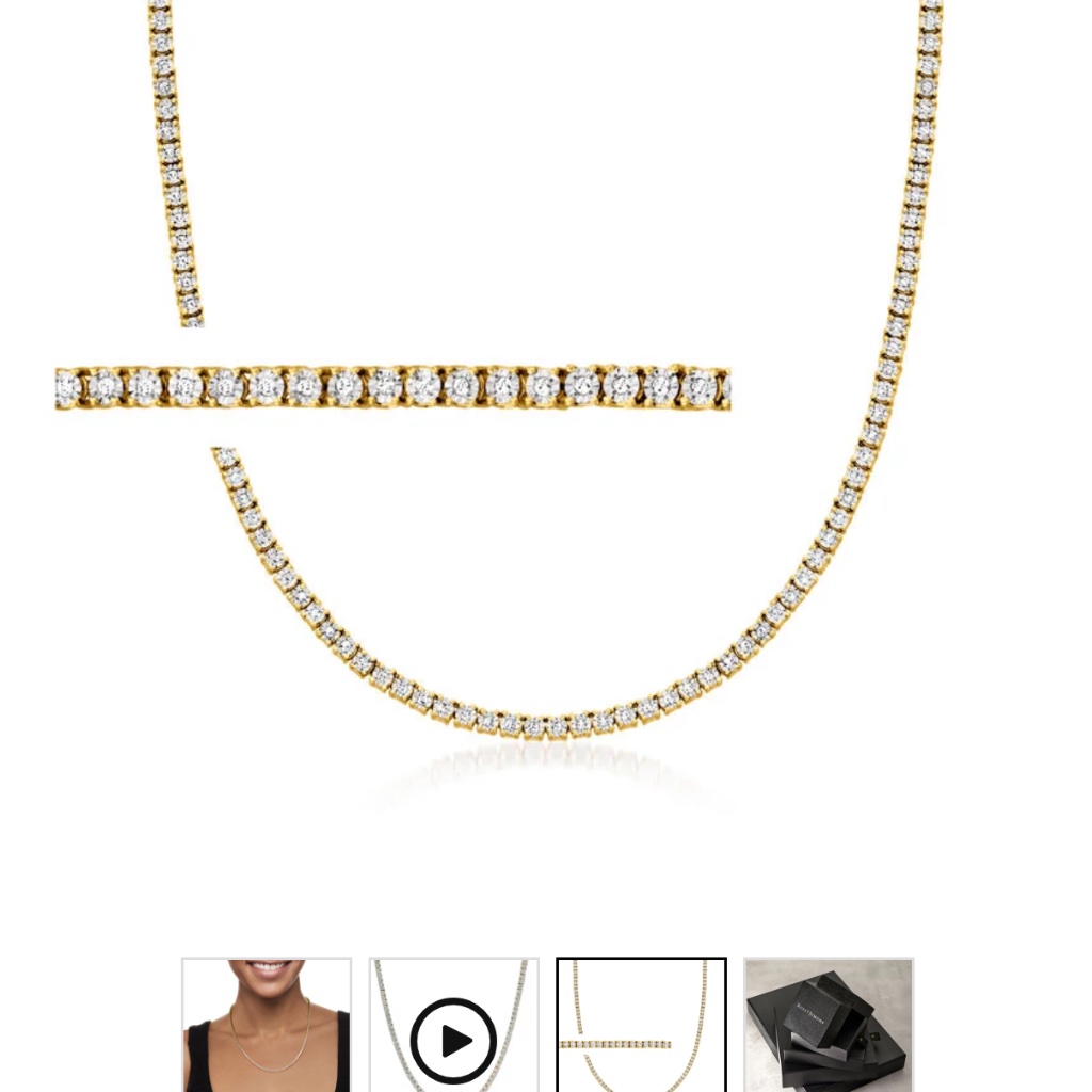 16’ Diamond Tennis Necklace 18k Gold Over Sterling Silver